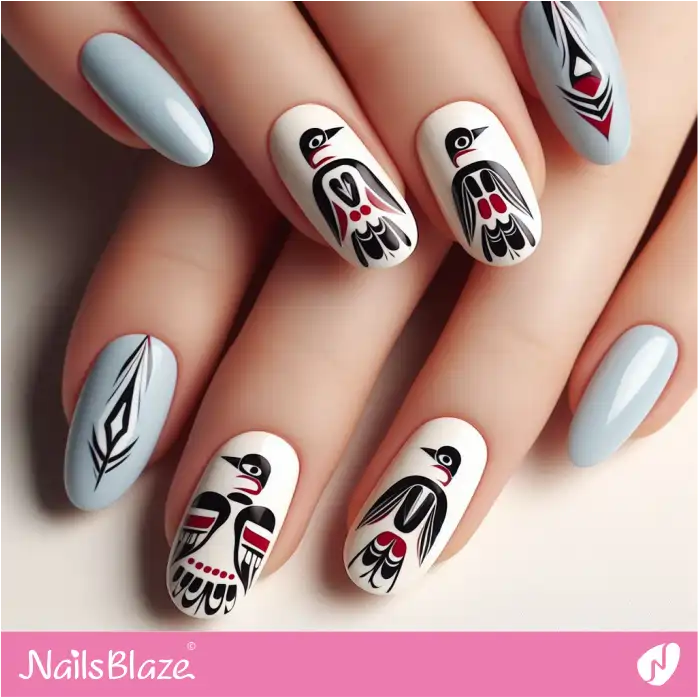 Haida Gwaii Minimal Bird Nail Design | Canadian | Tribal - NB1856